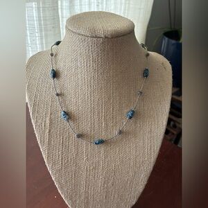 Liz Claiborne Blue Beaded Station Necklace